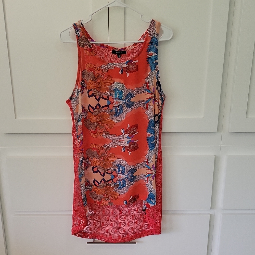 Kaktus NWT Coral Sheer/Mesh Tank Tank Top